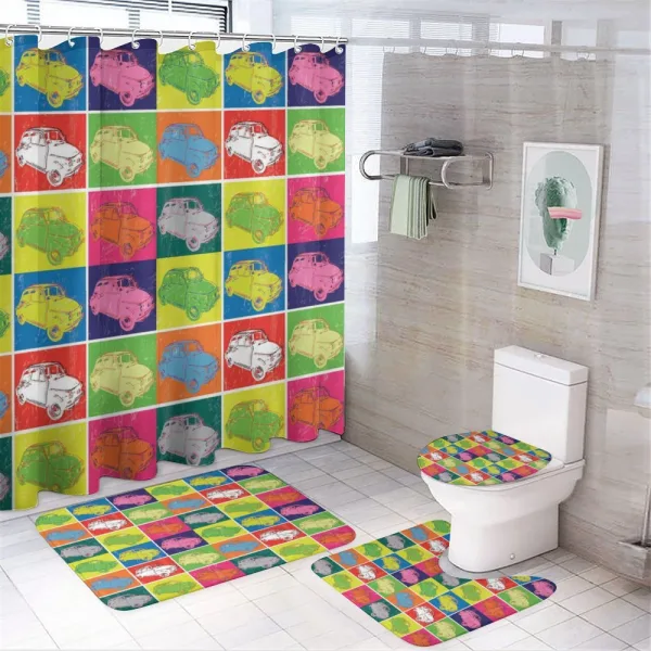 Pop Art Style Italian Cars on a shower curtain