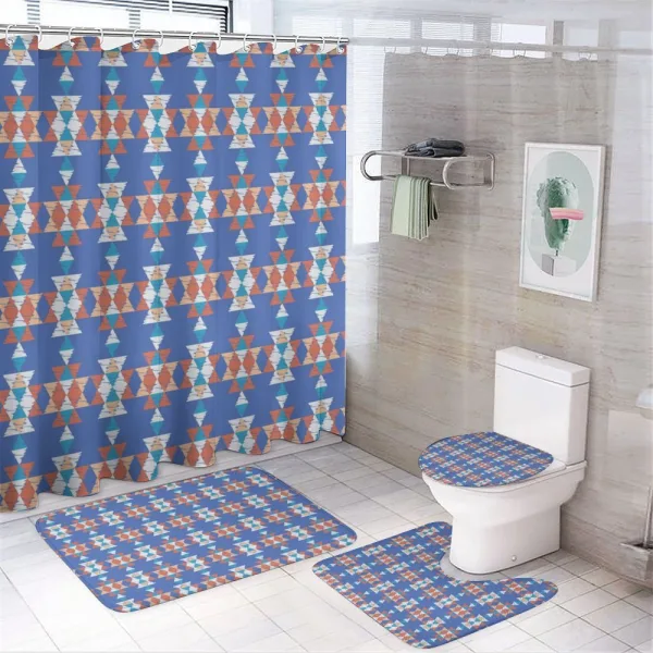 Retro Native Triangular Art on a shower curtain