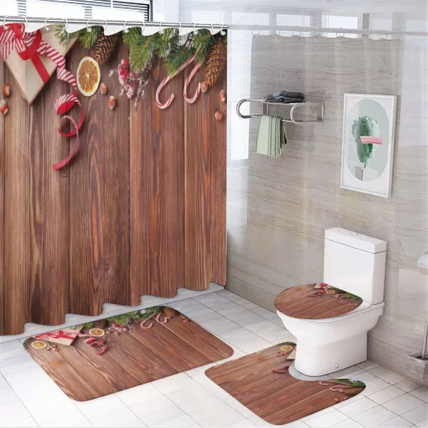 Rustic Seasonal Items on a shower curtain