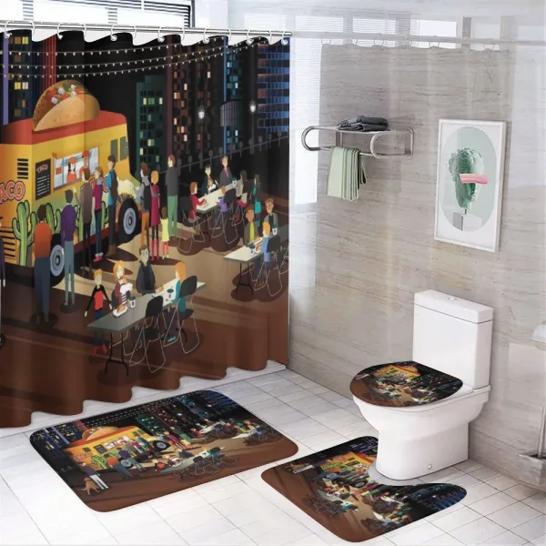 Taco Truck Hungry People on a shower curtain