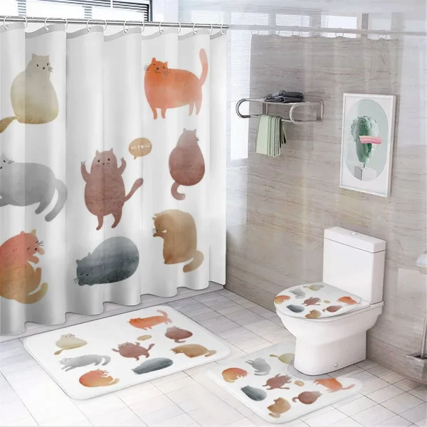 Watercolor Kitties Pet on a shower curtain