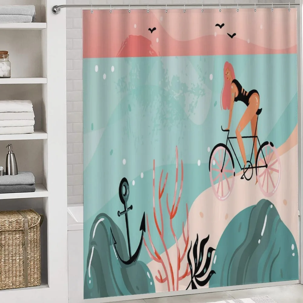 Woman Cycling in Sea — Detail 4
