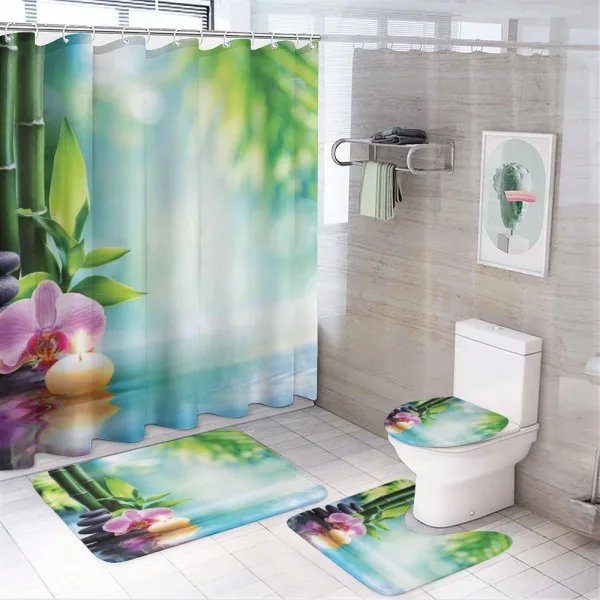 Candle Bamboo Tranquility on a shower curtain