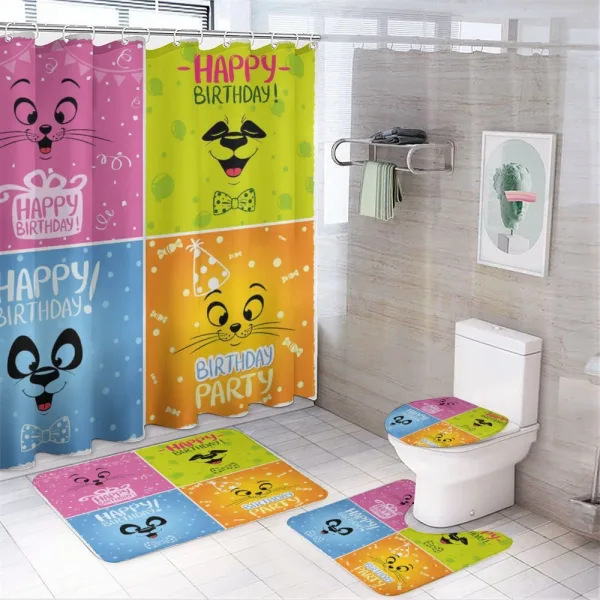 Cat and Panda Face on a shower curtain