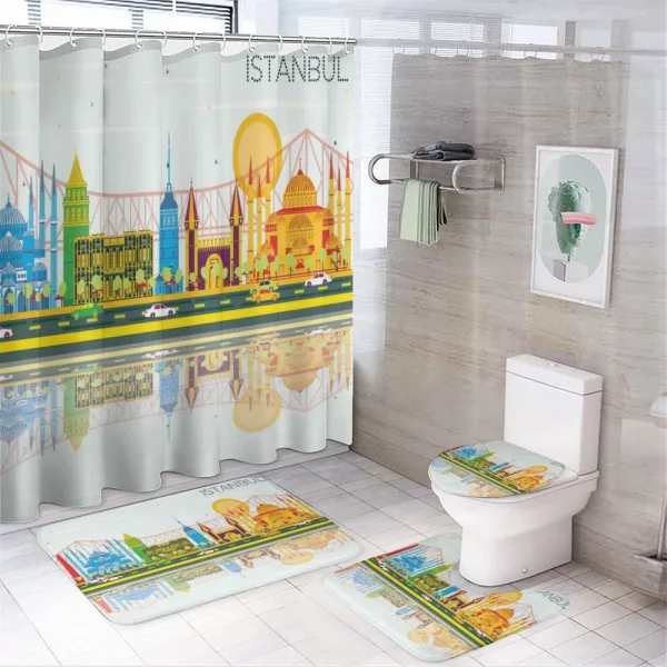 Cultural Landmarks on a shower curtain