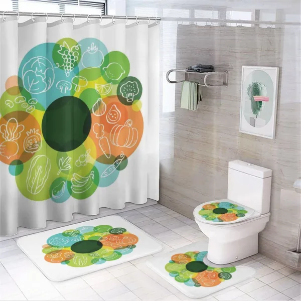 Doodle Vegan Pattern on a shower curtain