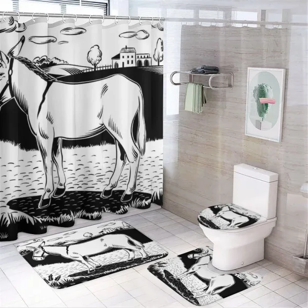 Farmland Village and Animal on a shower curtain