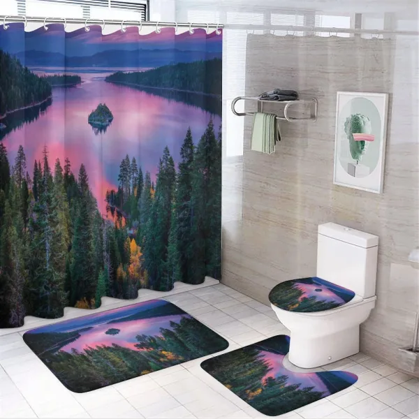 Forest and Lake View on a shower curtain