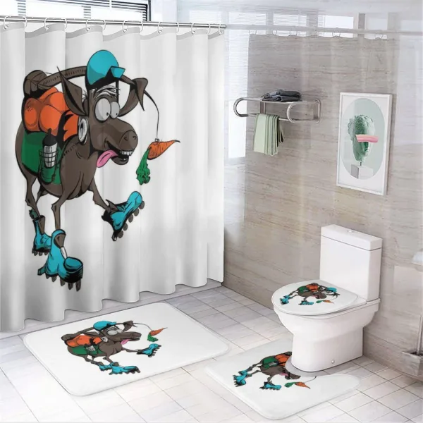 Funny Animal Chasing Carrot on a shower curtain