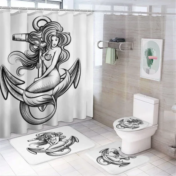 Long Haired Siren Design on a shower curtain