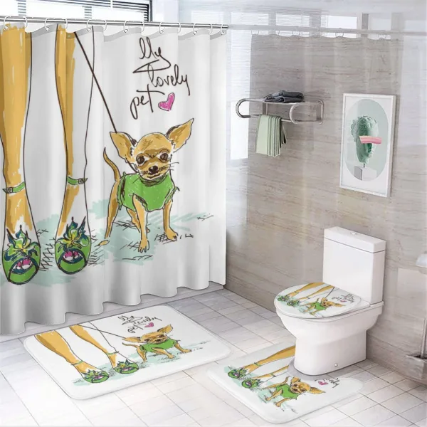 My Pet Lettering on a shower curtain