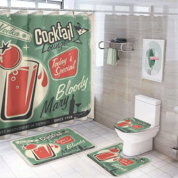 Nostalgic Bar Poster on a shower curtain
