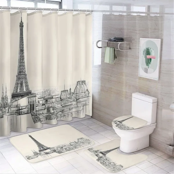 Paris over Roofs House on a shower curtain