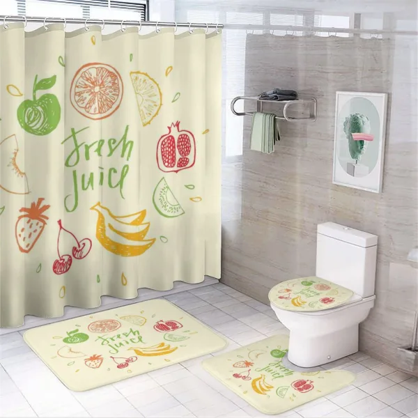 Pomegranate Peach Lime on a shower curtain