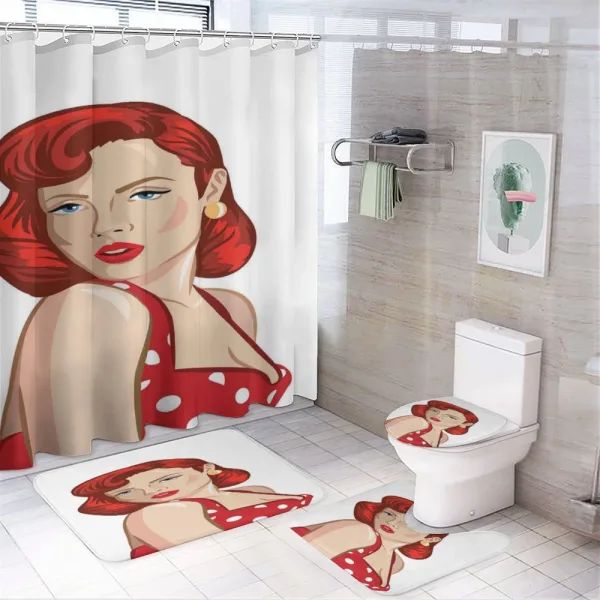 Rolled Hair Ginger on a shower curtain