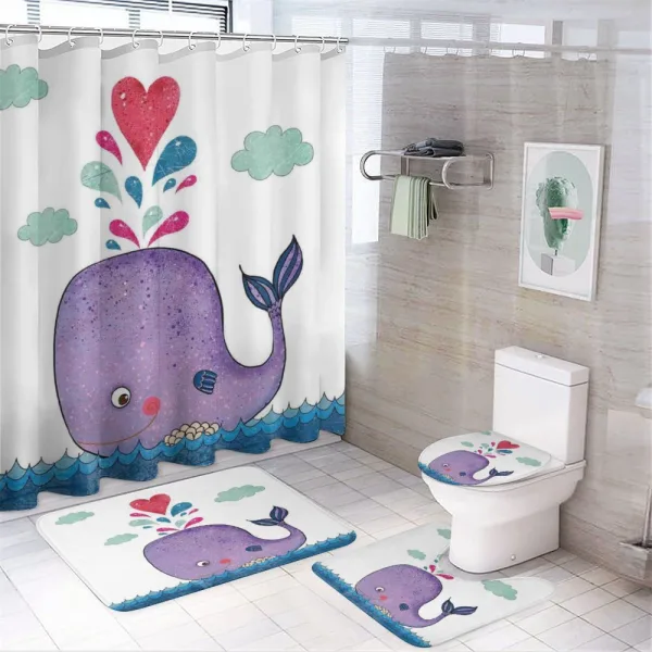 Smiley Whale with Cloud on a shower curtain