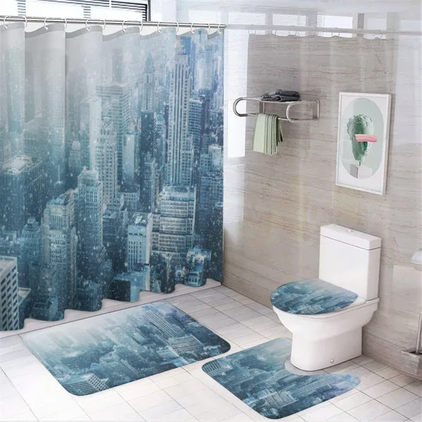 Snow in New York City on a shower curtain