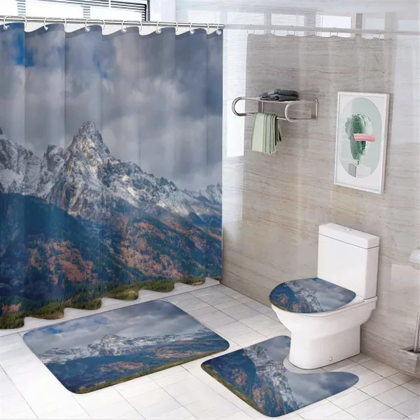 Snowy Scene Grand Teton on a shower curtain