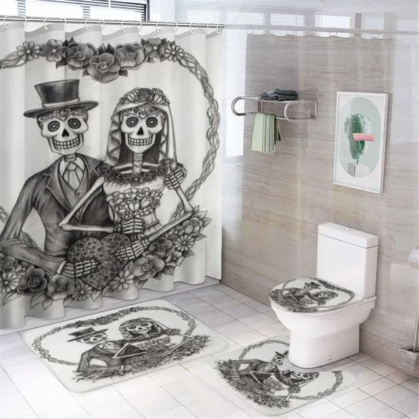 Spooky Valentines Marriage on a shower curtain
