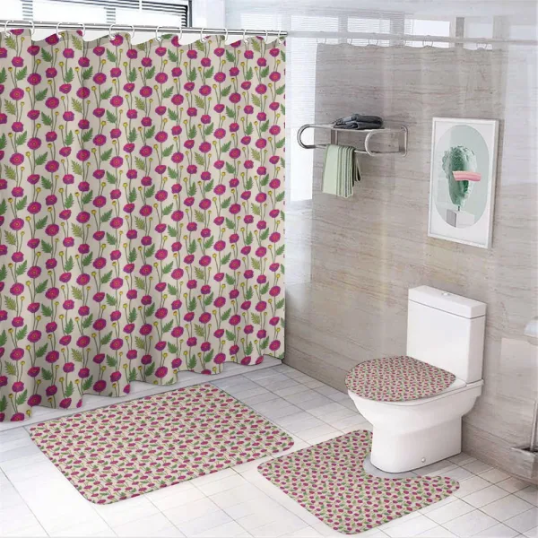 Vivid Poppy Petals Buds on a shower curtain
