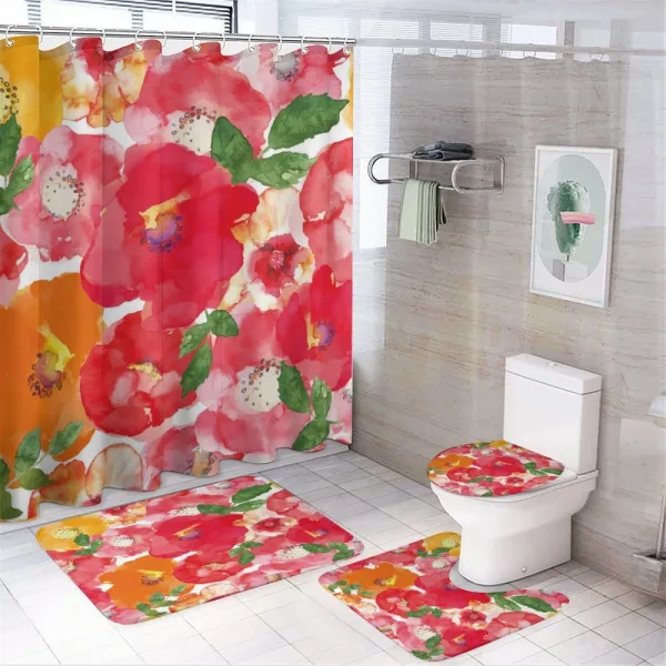 Watercolor Style Floral on a shower curtain