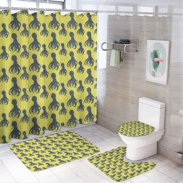 Abstract Characters on a shower curtain