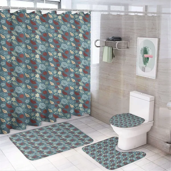 Botanical Flowers Leaves on a shower curtain