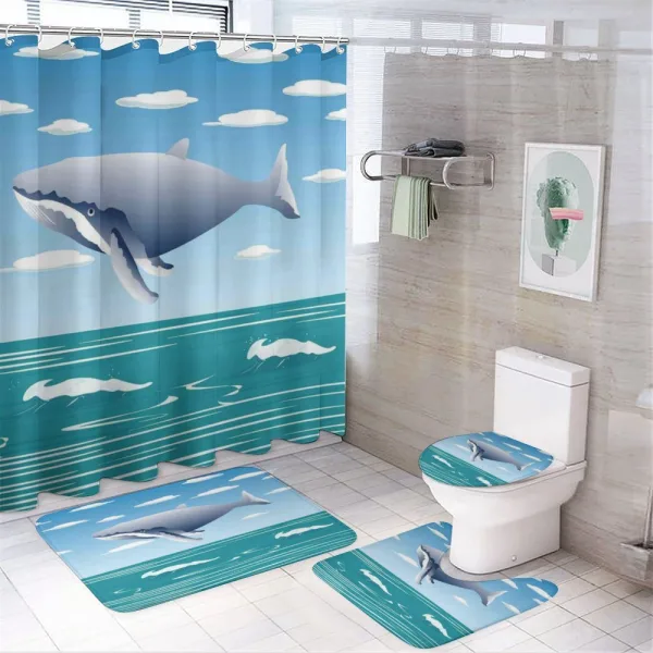Cartoon Ocean Whale on a shower curtain