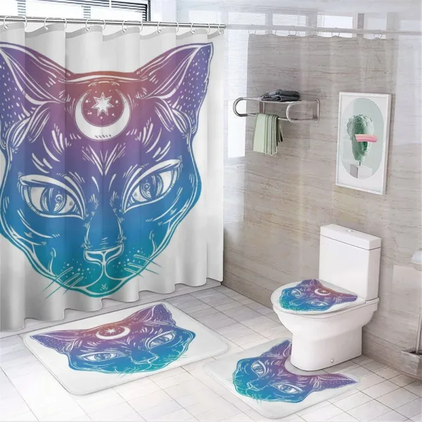Cat Head Moon and Star on a shower curtain