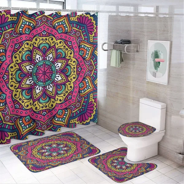 Colorful Floral Motif on a shower curtain