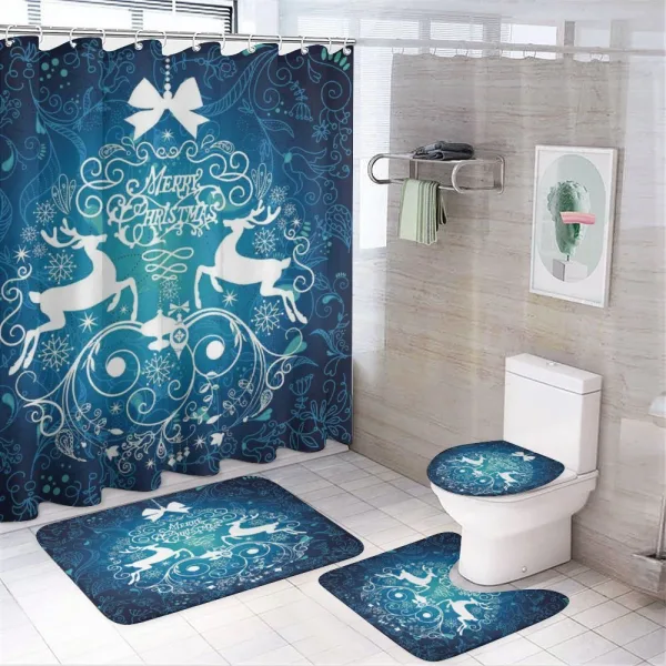 Deer and Floral Ornaments on a shower curtain