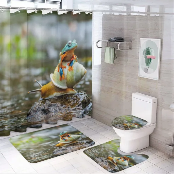Frog Above the Snail on a shower curtain