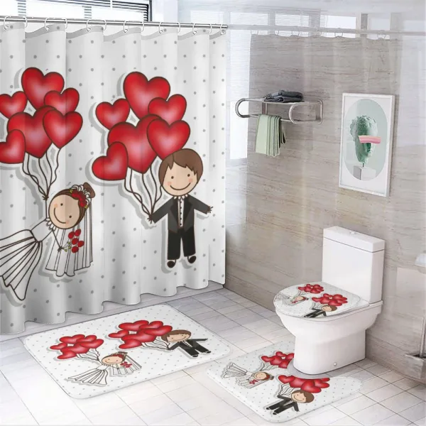 Funny Newlyweds Balloons on a shower curtain