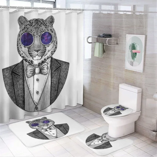 Hipster Animal in a Suit on a shower curtain