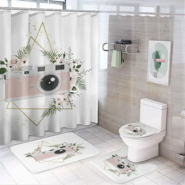 Machine with Flowers Leaf on a shower curtain