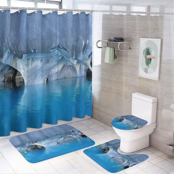 Marble Caves Lake in Chile on a shower curtain
