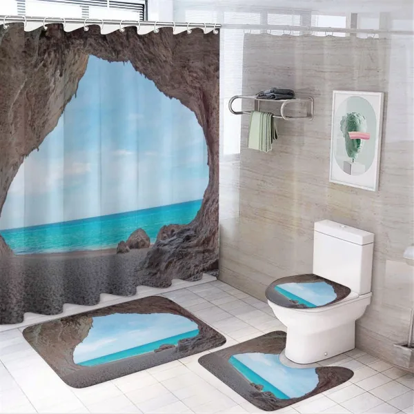 Mediterranean Beach on a shower curtain