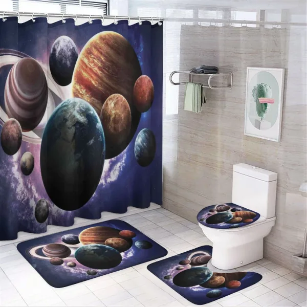 Milky Way Planets Space on a shower curtain