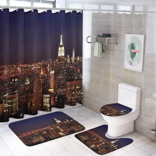 New York Manhattan Nİght on a shower curtain