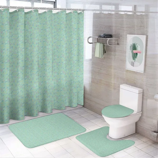 Pastel Retro Memphis Art on a shower curtain