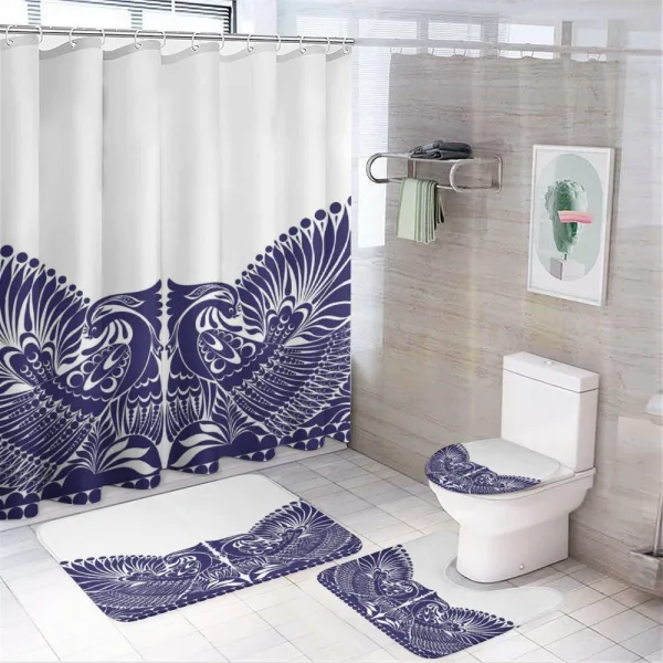 Polish Flourish Bird Print on a shower curtain