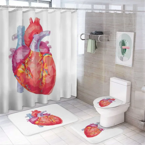 Polygon Art Human Heart on a shower curtain