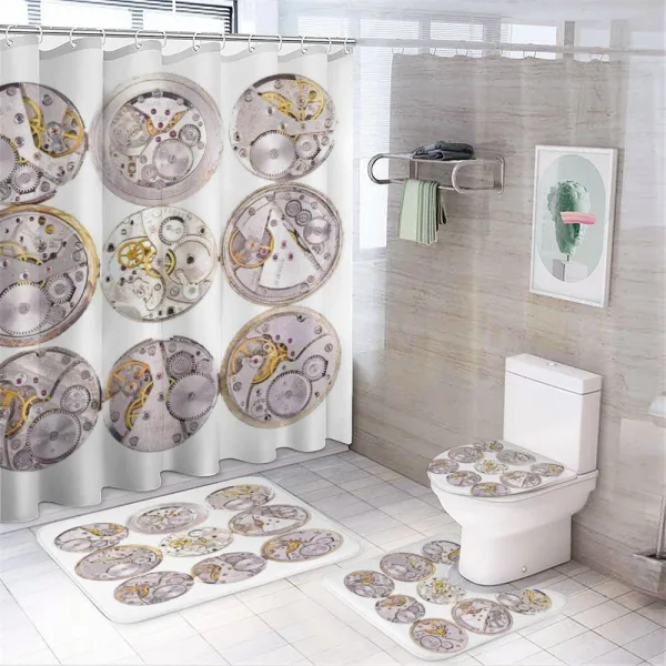 Technical Theme Clock on a shower curtain