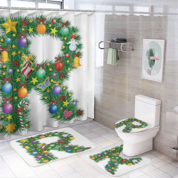 Uppercase R Happy on a shower curtain