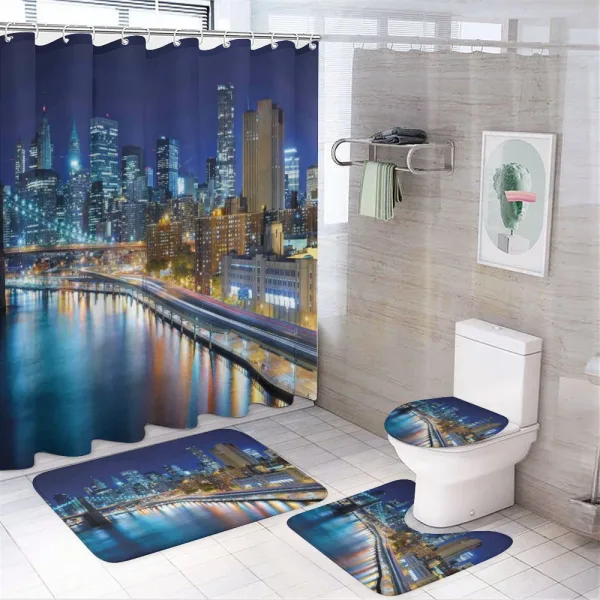 View of New York City on a shower curtain
