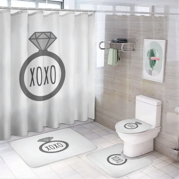 Wedding Ring Proposal Kisses on a shower curtain