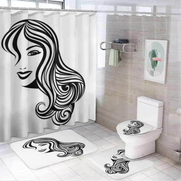 Women and Indulgent Hair on a shower curtain