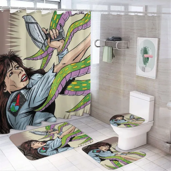 Alien Attack Astronaut on a shower curtain