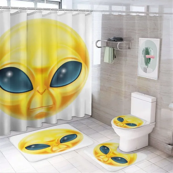 Alien Space Smiley Face on a shower curtain