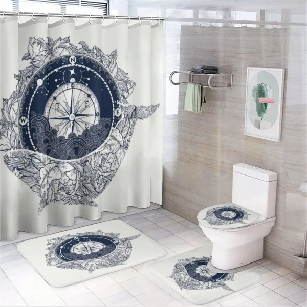 Antique Sea Compass on a shower curtain